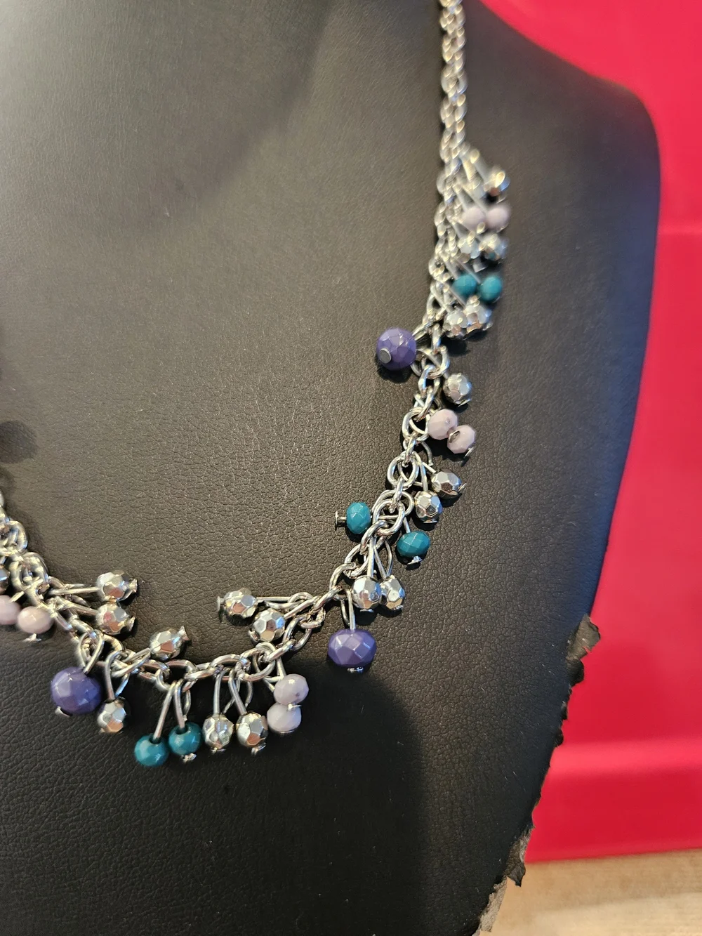 paparazzi Silver Multi-Bead Necklace in Teal & Lavender